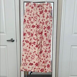 Women's Red and White Patterned Pants